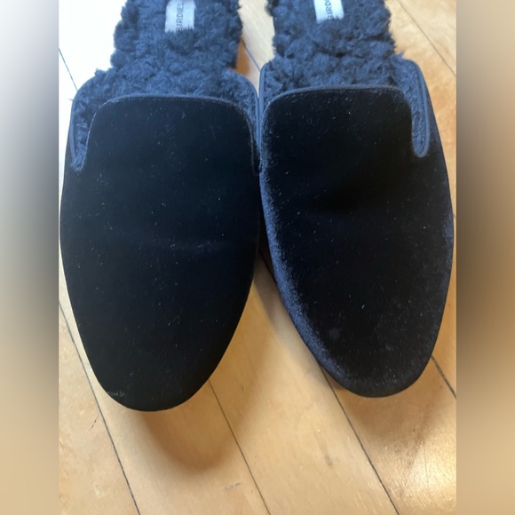 Birdies Phoebe Black Velvet Fur Lined Mules - Picture 4 of 12